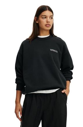 Cotton On Womens Active Plush Graphic Crew Sweatshirt in Black Bw Club at Nordstrom, Size X-Large