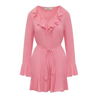 Jucca Korte Ruches Jurk - Dames - Korte kleedjes - Roze - S - Kleedjes