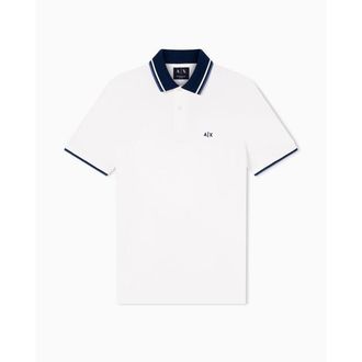 A|X Armani Exchange Slim Fit Poloshirt Met Contrasterende Kraag, Wit