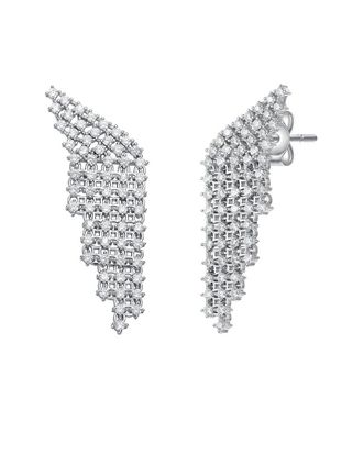 Genevive Silver Cz Statement Earrings