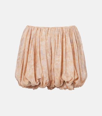 Chlo&eacute; Chlo&eacute; Floral pleated silk charmeuse shorts