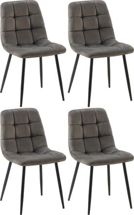 Clp Set de 4 sillas con patas de metal y asiento en Terciopelo Antracita