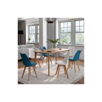 IDMarket Idmarket - Lote De 6 Sillas Escandinavas Sara, Mezcla De Colores Azul Pato X3 Y Blanco X3