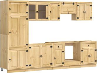 vidaXL Armario Ski 9 Uds. Marr&oacute;n Miel Madera De Pino Macizo Vidaxl