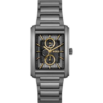 BOSS Principle Dress Multifunction Tank Bracelet Watch, 30.5mm x 42mm in Grey at Nordstrom