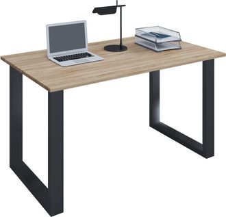 ebuy24 Vcm Wood Desk Al. 76 X An. 80 X P. 50 Cm Mesa De Ordenador Lisa Pies De Metal De Alta Calidad Mesa De Trabajo Muebles De Oficina - Lona U (negro / Rob