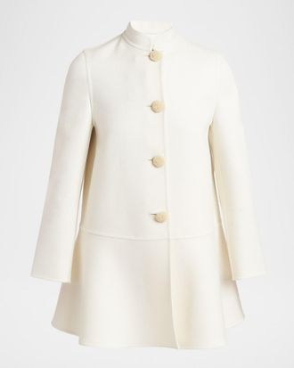 Valentino Garavani Embellished-Button Cashmere Single-Breasted Coat