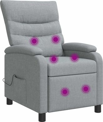 vidaXL Silla De Masajes Reclinable Gris Claro Tela Vidaxl