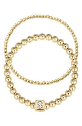 Adornia Set of 2 Gold Plated Stretch Bracelets in Gold-S at Nordstrom Rack