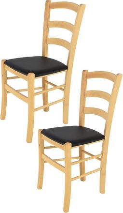 Tommychairs Tommychairs 2 Sillas Venice En Haya Color Natural, Asiento Polipiel Negra