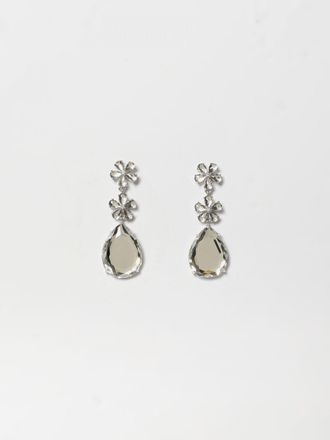 Self Portrait Teardrop Crystal-Embellished Brass Drop Earrings