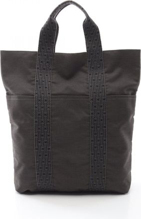 Herm&egrave;s Gray Nylon Canvas Tote Bag (Pre-Owned)