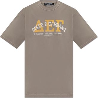 Dolce & Gabbana T-shirt met print - Heren - T-shirts - Grijs - XL - Katoen - Tops