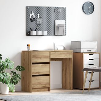 Berkfield Home Brown Writing Desk Artisan oak Engineered wood Compact Storage