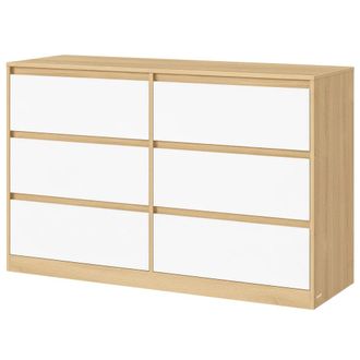 Vasagle C&oacute;moda de 6 cajones para dormitorio de madera color beige y blanco