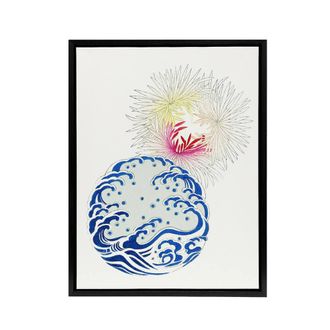 Artery8 Nature Chrysanthemum Waves Framed Canvas Wall Art Print Shin Bijutsukai in White | Size: W24 x H32