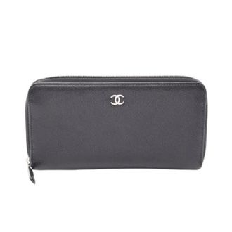 Chanel Pre-owned Long wallet (bi-fold) - Dames - Pre-owned - Zwart - Maat: ONE Size Leer