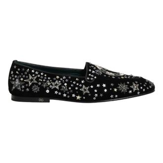 Dolce & Gabbana Loafers, male, Black, Size: 11 US Crystal-Embellished Dress Loafers
