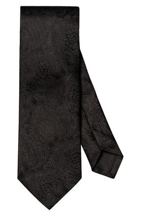 Eton Black Paisley Jacquard Silk Tie at Nordstrom