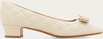 Ferragamo Donna D&eacute;collet&eacute; fiocco Vara trapuntata Bianco Taglia 35.5