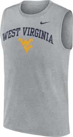 Nike West Virginia Primetime Arch Legend Nike Mens Dri-FIT College Muscle Tank Top in Grey | 01B306GWVN-G1M