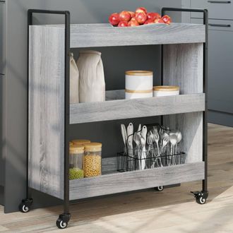 vidaXL Carrito De Cocina Madera De Ingenier&iacute;a Gris Sonoma 70x30x82 Cm Vidaxl
