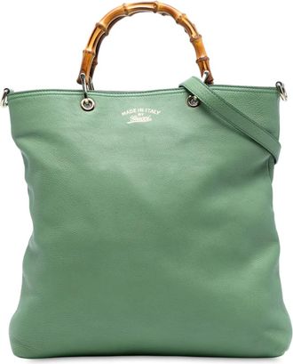 Gucci 2016-2025 grote Bamboo leren shopper - Groen