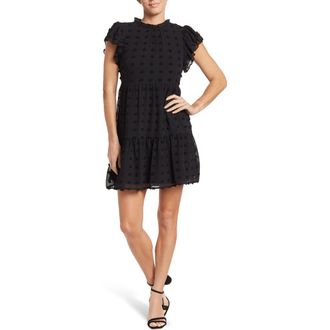 By Design Kelsey Chiffon Mini Swiss Dot Dress in Black at Nordstrom Rack, Size X-Small