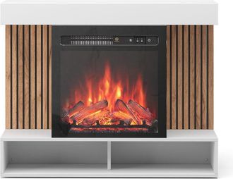 Vicco Chimenea El&eacute;ctrica Lynea, Blanco, 100 Cm Con Efecto De Llama Realista Y Calefactor De 1800 W