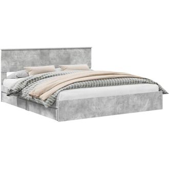 vidaXL Storage Bed Concrete Grey 200 x 200 cm Engineered Wood vidaXL