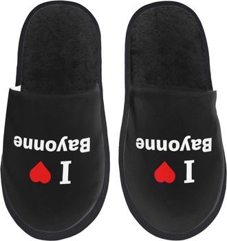Generic Shoes I Love Bayonne Faux Fur Slippers Anti-Skid Sliders For Winter Trip Adult M