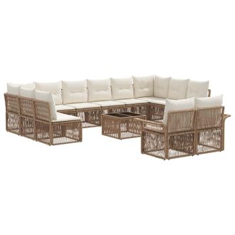 vidaXL Conjunto De Sof&aacute;s De Jard&iacute;n 13 Pcs Beige Rat&aacute;n Sint&eacute;tico Vidaxl