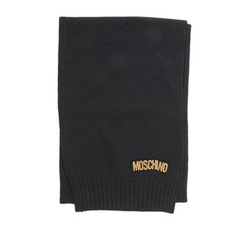 Moschino Winter Scarves, female, Black, Size: ONE SIZE Wool Scarf with Lettering Logo