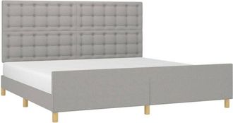 vidaXL Cama Sin Colch&oacute;n Tela Gris Claro 200x200 Cm Vidaxl
