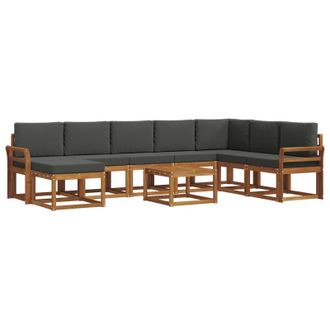 vidaXL Conjunto De Sof&aacute;s De Exterior 9 Pcs Natural Y Antracita Vidaxl