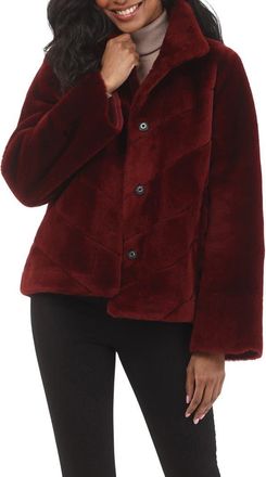 Gorski Genuine Shearling Reversible Chevron Jacket and Horizontal Bottom in Wine/wine at Nordstrom, Size X-Large