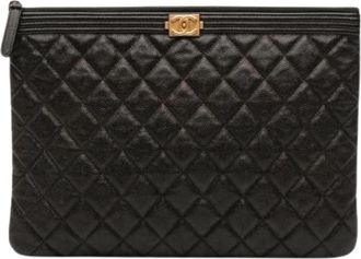 Chanel Pre-owned Leren Clutch - Dames - Vintage Clutch - Zwart - ONE Size - Leer - Vintage