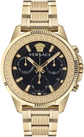 Versace Accessoires, Heren, Geel, ONE Size, Greca Action Chronograph Horloge