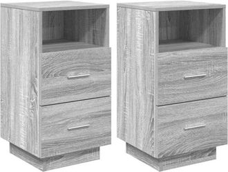 vidaXL Vidaxl - Mesillas de noche 2 uds con 2 cajones gris sonoma 36x36x68 cm