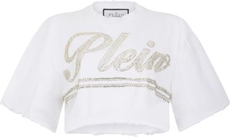 Philipp Plein Cropped T-Shirt Strass Signature