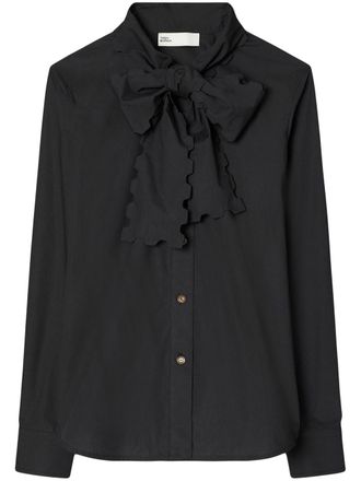 Tory Burch Blusa con orlo a smerlo - Nero