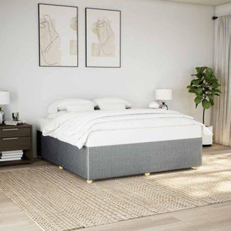 vidaXL Cama Sin Colch&oacute;n Tela Gris Claro 200x200 Cm Vidaxl