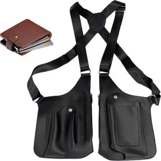 Generic Premium Leather Adjustable Underarm Shoulder Bag For Men & Women, Hidden Strap Wallet With Double Pockets, Fashion Outdoor Shoulder PU Leather Pocket 