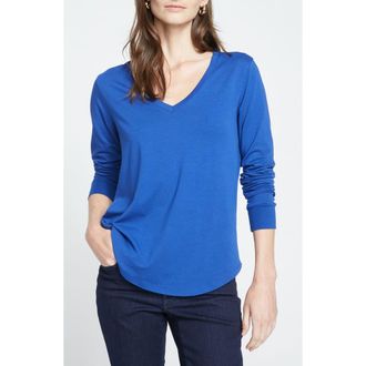 Universal Standard Long Sleeve V-Rex Tee in Lapis Blue at Nordstrom, Size Xl