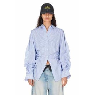 Isabel Benenato Striped Pleated Cotton Shirt Dw72 F25