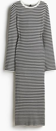 H&M Bodycon-Kleid in Rippstrick - White