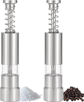 OEM Molinillo Sal Pimienta Acero Inoxidable Dos Reutilizable, F&aacute;cil Manejo Sola Mano, Mecanismo Resistente Humedad, Comedor (utensilios Plateados)