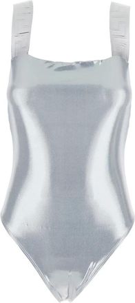 Versace Swimsuits, female, Gray, S, Greca Border One-Piece Swimsuit