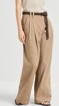 Brunello Cucinelli Wide Smart trousers in Desert at Nordstrom, Size 44 It