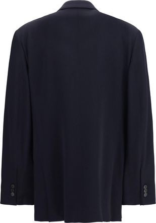 Loewe Mens Jacket Double-Breasted Wool-Blend Dark Navy Blue Merino Wool (ovis Aries)
